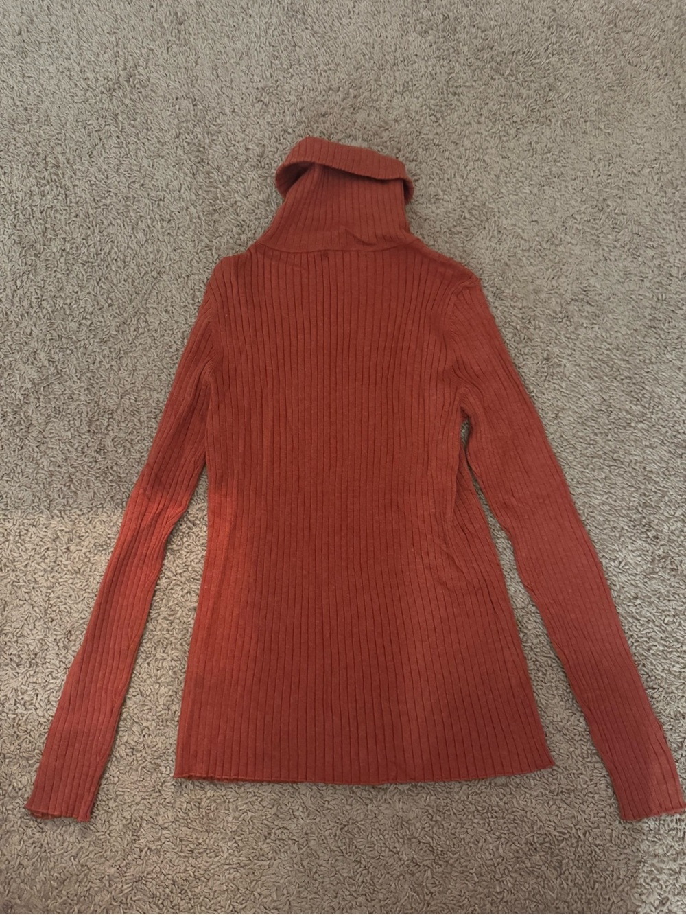 Women’s Ribbed Cowl Neck Sweater - Rust
